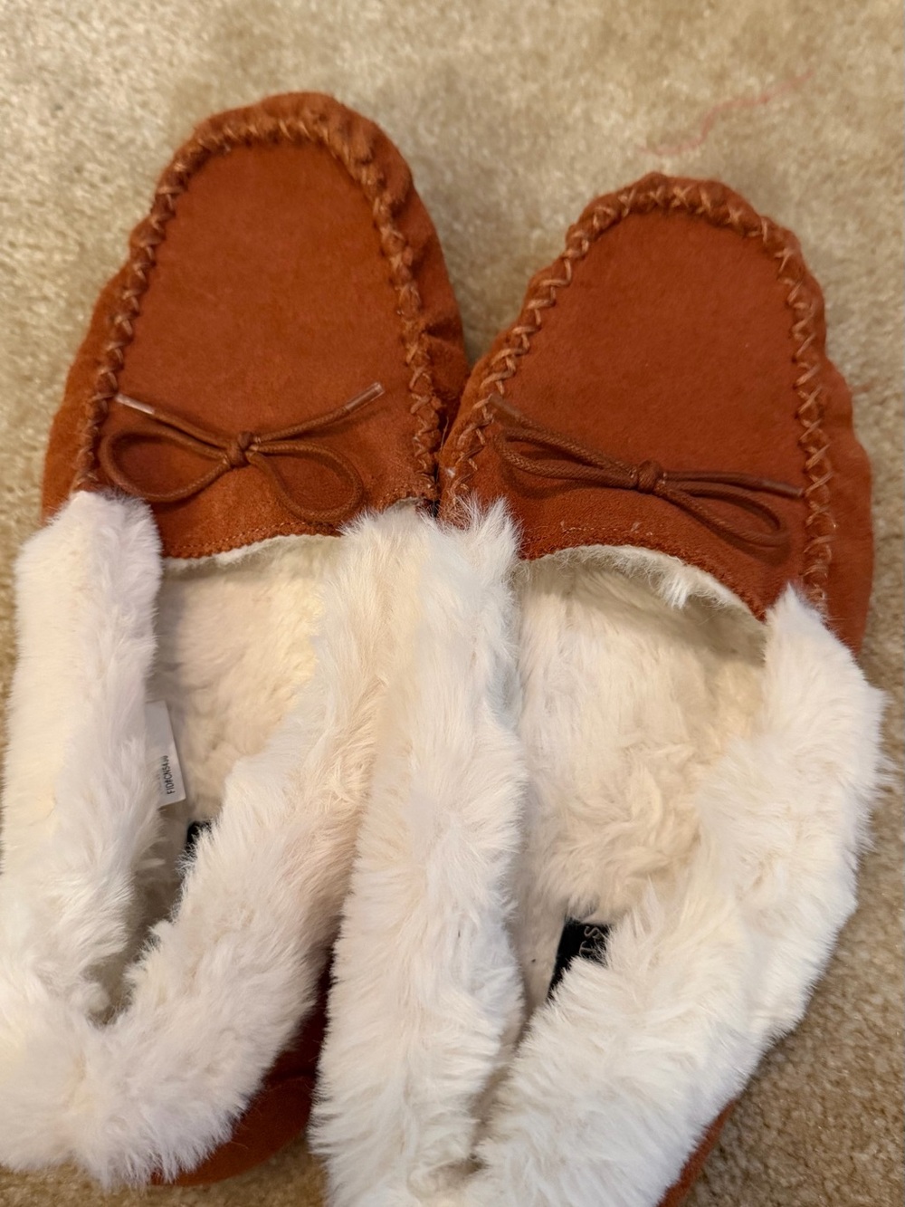 Talbots Cozy Faux-Fur Lined Moccasin Slippers - Chestnut